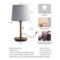 Visdanfo Modern Table Lamp For Bedroom Desk Lamp With Usb Port Fabric Shade 3 Brightness Levels Nightstand Lamps For Living Ro