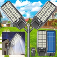 Jadisi 2Pack 8000W Solar Street Light 600000 Lumens Dusktodawn Waterproof Ideal For Commercial Outdoor Parking Lots