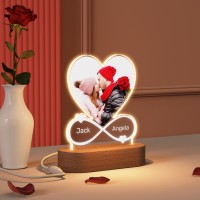 Yuyugo Personalised Photo Gifts Picture Frame Custom Night Light Heart Photo Lamp,Personalised Gifts For Her Him - Customised Wedding Gifts Valentine Gift Memorial Gifts