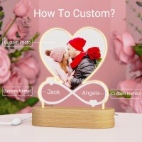 Yuyugo Personalised Photo Gifts Picture Frame Custom Night Light Heart Photo Lamp,Personalised Gifts For Her Him - Customised Wedding Gifts Valentine Gift Memorial Gifts