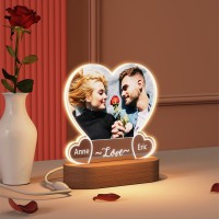 Yuyugo Personalised Photo Gifts Picture Frame Custom Night Light Heart Photo Lamp,Personalised Gifts For Her Him - Customised Wedding Gifts Valentine Gift Memorial Gifts