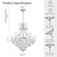 Anjiadengshi Crystal Chandelier K9 Crystal Lighting Chandelier For Living Room 10 E12 Bulbs High 276 In X Diameter 228 In Sil