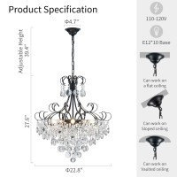 Anjiadengshi Crystal Chandelier K9 Crystal Lighting Chandelier For Living Room 10 E12 Bulbs High 276 In X Diameter 228 In Bla