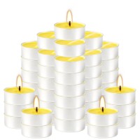 50 Pcs Citronella Tealight Candles Smokeless And Dripless Candles In Bulk For Home Patio Balcony Backyard 4 Hour Burn Yellow