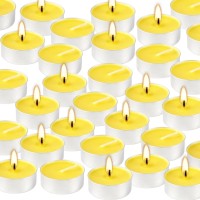 50 Pcs Citronella Tealight Candles Smokeless And Dripless Candles In Bulk For Home Patio Balcony Backyard 4 Hour Burn Yellow