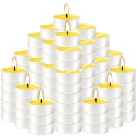 100 Pcs Citronella Tealight Candles Smokeless And Dripless Candles In Bulk For Home Patio Balcony Backyard 4 Hour Burn Yellow