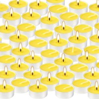 100 Pcs Citronella Tealight Candles Smokeless And Dripless Candles In Bulk For Home Patio Balcony Backyard 4 Hour Burn Yellow