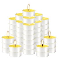 Yellow Tea Lights Candle Bulk 4 Hours Dripless Smokeless Citronella Candles For Home Garden Patio Yard Balcony Backyard 50 Pa