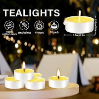 Yellow Tea Lights Candle Bulk 4 Hours Dripless Smokeless Citronella Candles For Home Garden Patio Yard Balcony Backyard 50 Pa