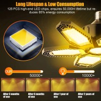 Kpbotl 3000K Bright Led Garage Lights 2 Pack 150W Deformable Led Garage Lighting 61 Panels 15000Lm Warm Light Garage Lights Ill