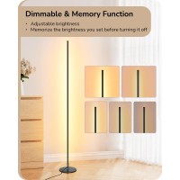 Edishine Led Corner Floor Lamp With Remote 575 Minimalist Dimmable Mood Lighting Standing Tall Floor Lamp For Living Room