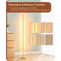 Edishine Led Corner Floor Lamp With Remote 575 Minimalist Dimmable Light Standing Tall Lamp For Living Room Bedroom Offic