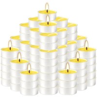 Yellow Tea Lights Candle Bulk 4 Hours Dripless Smokeless Citronella Candles For Home Garden Patio Yard Balcony Backyard 100 P