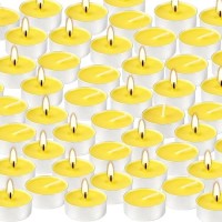 Yellow Tea Lights Candle Bulk 4 Hours Dripless Smokeless Citronella Candles For Home Garden Patio Yard Balcony Backyard 100 P