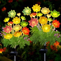 Kohlrabi Solar Garden Lights Outdoor 2024 Upgraded Succulent Solar Lights Gardening Gifts For Women Succulent Plant Yard Deco