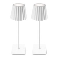 Azcooks 2 Pack Cordless Table Lamp,Rechargeable Led Desk Lamp,6000Mah Battery Operated,3 Color Stepless Dimming Up,Pleated Lamp Shade,Portable Night Light For Bedroom/Living Room/Restaurant/Outdoor