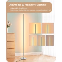 Edishine Led Corner Floor Lamp With Remote 575 Minimalist Dimmable Slim Light Standing Tall Mood Lamp For Living Room Bedr