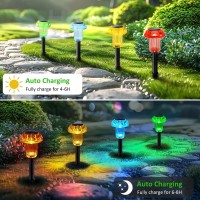 Lianglome Solar Garden Lights Outdoor Red Yellow Bule Green 4 Colors 12 Pack Mushroom Solar Pathway Lights Ip65 Waterproof Sol