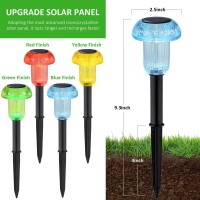 Lianglome Solar Garden Lights Outdoor Red Yellow Bule Green 4 Colors 12 Pack Mushroom Solar Pathway Lights Ip65 Waterproof Sol