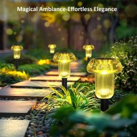 Lianglome Solar Outdoor Lights 6Pk Warm White Mushroom Solar Pathway Lights Ip65 Waterproof Solar Lights For Outside Patio Dec