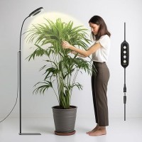 Indoor Grow Light 20 Watt Full Spectrum Led Plant Growth Light With Stand Adjustable Height With Timer 3912 Hrs Black Led P