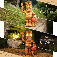 Solar Tiki Statue Garden Decor Torch Tiki With Flamingo And Solar Powered Flickering Eyes Led Light Outdoor Tiki Decoration