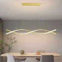 Lannlker Modern Led Pendant Lights 59In Gold Chandelier Dimmable With Remote Control 3000K6000K Adjustable Color Temperature