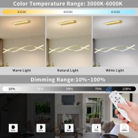 Lannlker Modern Led Pendant Lights 59In Gold Chandelier Dimmable With Remote Control 3000K6000K Adjustable Color Temperature