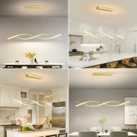 Lannlker Modern Led Pendant Lights 59In Gold Chandelier Dimmable With Remote Control 3000K6000K Adjustable Color Temperature