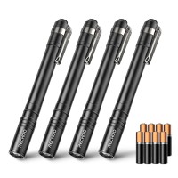 Rechoo Led Pen Light 4 Pack Lightweight Small Bright Pen Flashlight With Clip Waterproof Portable Pocket Flashlight For Home