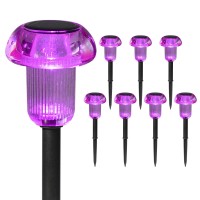 Cozy-Pavilion Solar Pathway Lights, 8 Pack Purple Led Solar Lights Outdoor Waterproof, Landscape Lighting Garden Stake Lights, Outdoor Solar Lights For Yard, Garden, Landscape, Path, Patio, Driveway