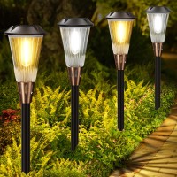 Bitpott Solar Lights Outdoor Waterproof 2Color Adjustable 4Pack Bright Up To 12 Hrs Auto Onoff Garden Lights Solar Powered Lan