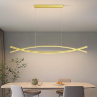 Lannlker Modern Led Pendant Lights 39In Gold Chandelier Dimmable With Remote Control 3000K6000K Adjustable Color Temperature