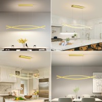 Lannlker Modern Led Pendant Lights 39In Gold Chandelier Dimmable With Remote Control 3000K6000K Adjustable Color Temperature