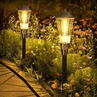 Solar Garden Lights Outdoor Ip65 Waterproof 2Pack Upgraded Led Solar Lights Outdoor 2Color Adjustable Auto Onoff Long Lasting