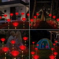 Xgiftkey Solar Outdoor Lights Set Of 6 Solar Garden Lights With 6 Red Rose Flower Waterproof Rose Stake Lights For Garden Yard