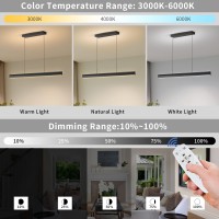 Lannlker Modern Led Pendant Lights 59In Island Light With Remote Control 3000K6000K Dimmable Adjustable Color Temperature Cha