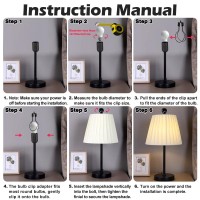 Asjeumt 2Pcs Lamp Shade Light Bulb Clip Adapter Kit Black Lampshade Holder Adapter With Crystals Top Finial No Harp Required