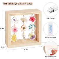 Smuk Dried Flower Led Table Lamp Handmade Aesthetic 3 Way Dimmable Decorative Pressed Flower Desk Lamp With Wood Frame For Bedr