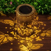 Solar Lanterns Outdoor Hanging Lantern Lights 2024 Moving Butterfly Metal Waterproof Solar Decorative Light For Garden Patio Ya