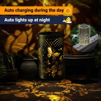 Solar Lanterns Outdoor Hanging Lantern Lights 2024 Moving Butterfly Metal Waterproof Solar Decorative Light For Garden Patio Ya