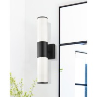 Metwet Bathroom Light Fixtures Matte Black Vanity Lights Over Mirror With Milk Glass Shade 2Light Modern Wall Sconces Up And