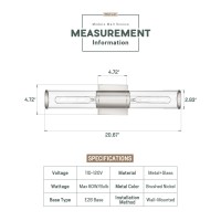 Metwet Bathroom Light Fixtures Brushed Nickel Vanity Lights Over Mirror With Cleae Glass Shade 2Light Modern Wall Sconces Up