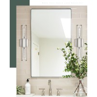 Metwet Bathroom Light Fixtures Brushed Nickel Vanity Lights Over Mirror With Cleae Glass Shade 2Light Modern Wall Sconces Up