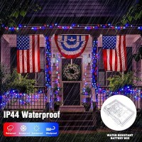 Jmexsuss 2 Pack Red White And Blue Lights Outdoor 33Ft 100 Led 4Th Of July Lights Battery Operated 8 Modes Patriotic Decoratio