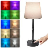 Unicozin Cordless Table Lamp Touch Control 3Cct Rgb Color Changing Bedside Lamp Builtin Rechargeable Battery Stepless Dimm