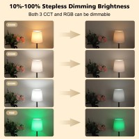 Unicozin Cordless Table Lamp Touch Control 3Cct Rgb Color Changing Bedside Lamp Builtin Rechargeable Battery Stepless Dimm