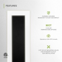 Asd Led 24 Inch Long Flush Mount Wall Light Fixture | 24W 2000Lm 3000K-5000K 100-277V | 3Cct, Dimmable, Waterproof, Wide Acrylic, Etl Listed | Linear Outdoor Sconce, Exterior Lighting | Black