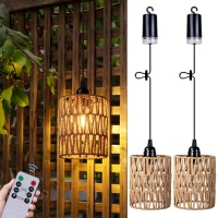 All Fortune Battery Operated Chandelier Battery Hanging Pendant Light Rattan Lights With Warm White Bulb 4Aa Battery Powered