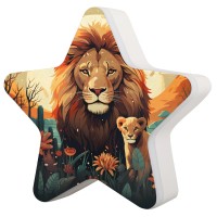 Led Plug In Night Lamp Lion, Star Shaped Nightlight Plug In Wall Lamp Lions Resting Night Lights For Adults Kids Bedroom,Bathroom,Toilet, Stairs, Kitchen,Hallway